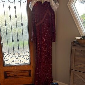 Michael Costello x Revolve Elegant burgundy Red Sequin Gown